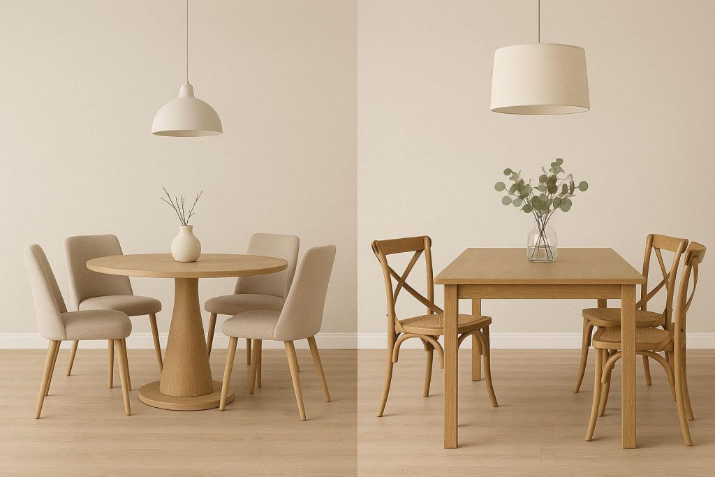 שולחן אוכל עגול או מלבני בחירה קטנה שמשנה את כל האווירה בבית